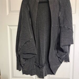 Free People Cozy Oversized Open Cardigan - washed black size medium